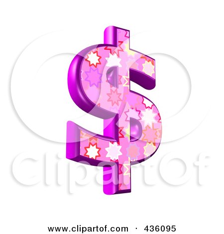 Royalty-Free (RF) Clipart Illustration of a 3d Pink Burst Symbol; Dollar by chrisroll