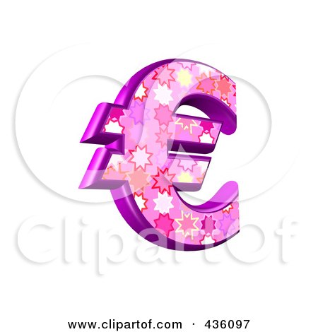 Royalty-Free (RF) Clipart Illustration of a 3d Pink Burst Symbol; Euro by chrisroll