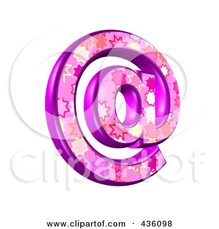 Royalty-Free (RF) Clipart Illustration of a 3d Pink Burst Symbol; Email At Arobase by chrisroll
