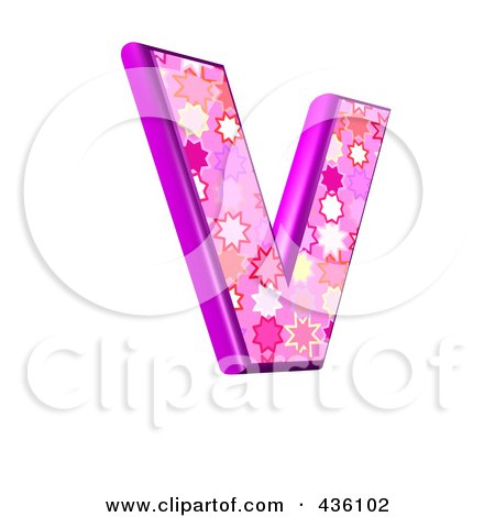 Royalty-Free (RF) Clipart Illustration of a 3d Pink Burst Symbol; Capital Letter V by chrisroll