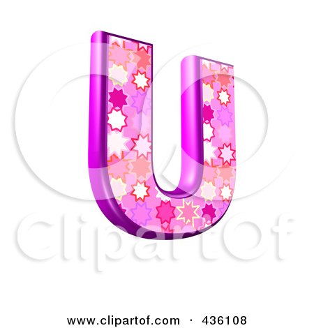 Royalty-Free (RF) Clipart Illustration of a 3d Pink Burst Symbol; Capital Letter U by chrisroll