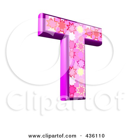 Royalty-Free (RF) Clipart Illustration of a 3d Pink Burst Symbol; Capital Letter T by chrisroll