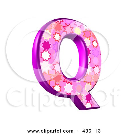 Royalty-Free (RF) Clipart Illustration of a 3d Pink Burst Symbol; Capital Letter Q by chrisroll
