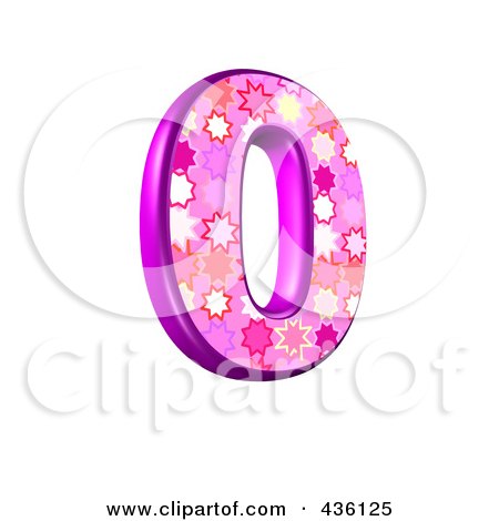 Royalty-Free (RF) Clipart Illustration of a 3d Pink Burst Symbol; Number 0 by chrisroll