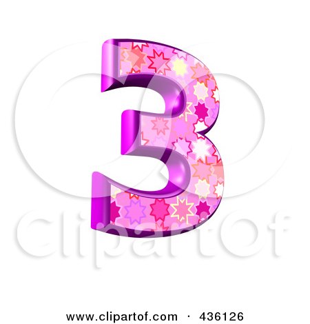 Royalty-Free (RF) Clipart Illustration of a 3d Pink Burst Symbol; Number 3 by chrisroll
