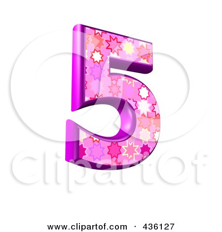 Royalty-Free (RF) Clipart Illustration of a 3d Pink Burst Symbol; Number 5 by chrisroll
