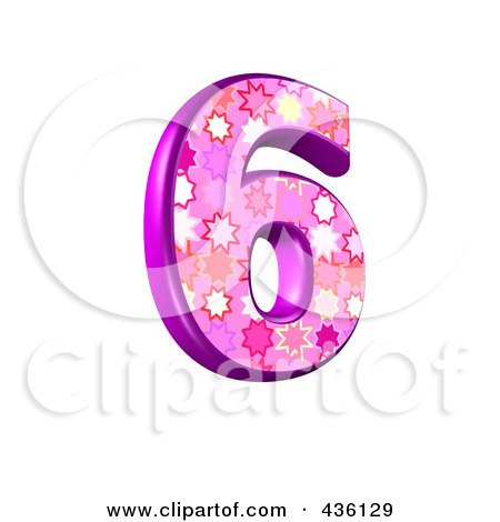 Royalty-Free (RF) Clipart Illustration of a 3d Pink Burst Symbol; Number 6 by chrisroll