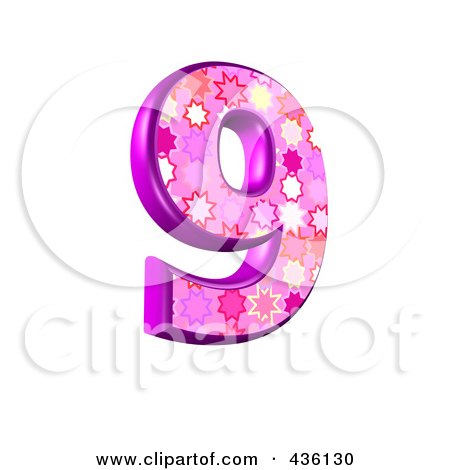 Royalty-Free (RF) Clipart Illustration of a 3d Pink Burst Symbol; Number 9 by chrisroll