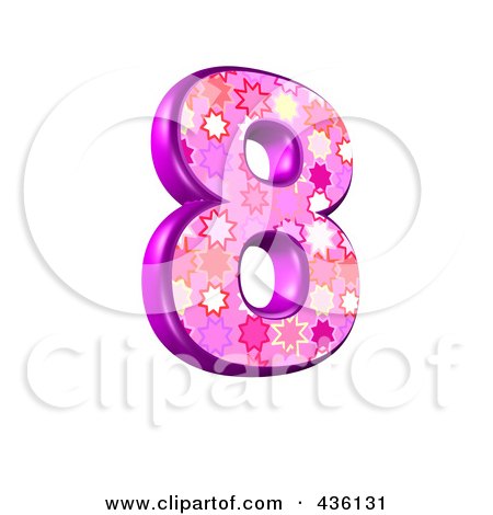 Royalty-Free (RF) Clipart Illustration of a 3d Pink Burst Symbol; Number 8 by chrisroll