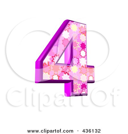 Royalty-Free (RF) Clipart Illustration of a 3d Pink Burst Symbol; Number 4 by chrisroll