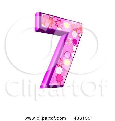 Royalty-Free (RF) Clipart Illustration of a 3d Pink Burst Symbol; Number 7 by chrisroll