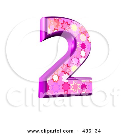 Royalty-Free (RF) Clipart Illustration of a 3d Pink Burst Symbol; Number 2 by chrisroll