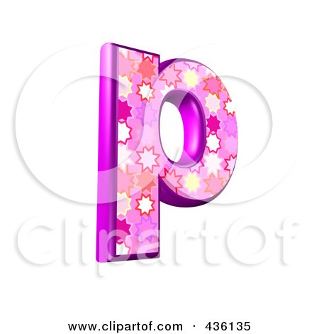 Royalty-Free (RF) Clipart Illustration of a 3d Pink Burst Symbol; Lowercase Letter p by chrisroll