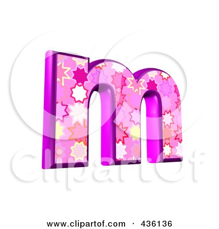 Royalty-Free (RF) Clipart Illustration of a 3d Pink Burst Symbol; Lowercase Letter m by chrisroll