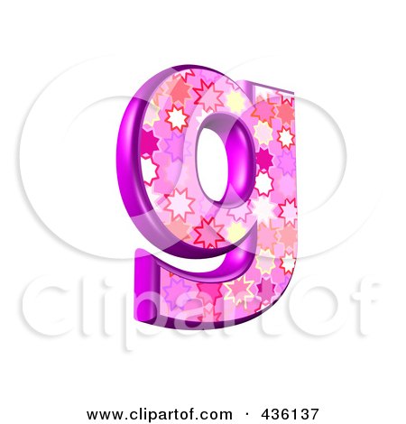 Royalty-Free (RF) Clipart Illustration of a 3d Pink Burst Symbol; Lowercase Letter g by chrisroll