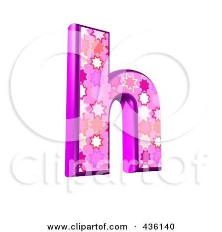 Royalty-Free (RF) Clipart Illustration of a 3d Pink Burst Symbol; Lowercase Letter h by chrisroll