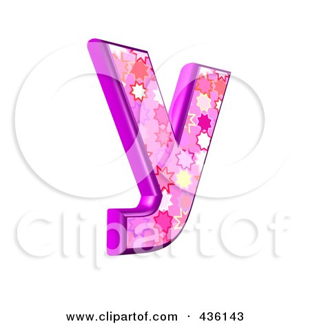 Royalty-Free (RF) Clipart Illustration of a 3d Pink Burst Symbol; Lowercase Letter y by chrisroll