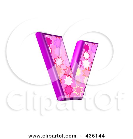 Royalty-Free (RF) Clipart Illustration of a 3d Pink Burst Symbol; Lowercase Letter v by chrisroll