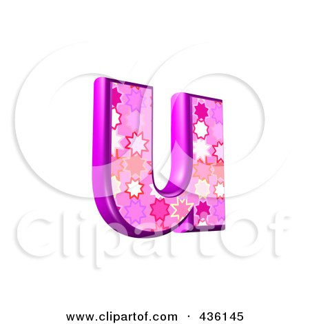Royalty-Free (RF) Clipart Illustration of a 3d Pink Burst Symbol; Lowercase Letter u by chrisroll