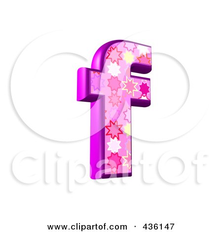 Royalty-Free (RF) Clipart Illustration of a 3d Pink Burst Symbol; Lowercase Letter f by chrisroll