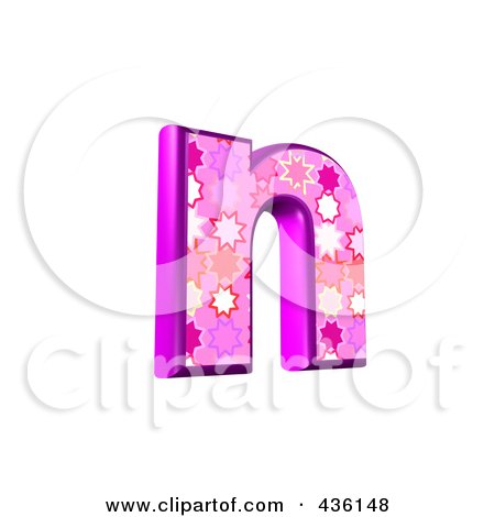 Royalty-Free (RF) Clipart Illustration of a 3d Pink Burst Symbol; Lowercase Letter n by chrisroll
