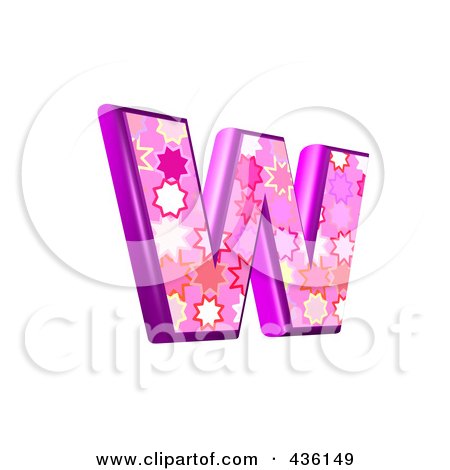 Royalty-Free (RF) Clipart Illustration of a 3d Pink Burst Symbol; Lowercase Letter w by chrisroll