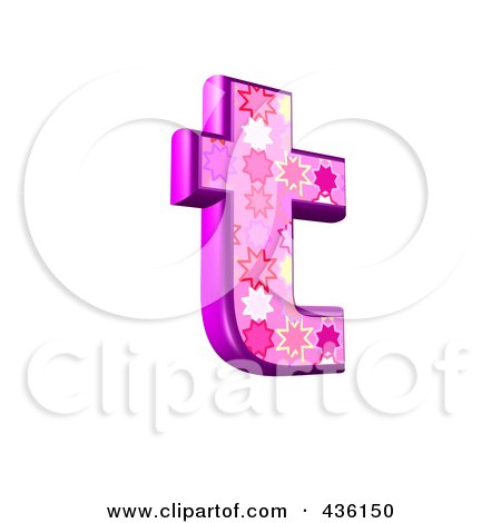 Royalty-Free (RF) Clipart Illustration of a 3d Pink Burst Symbol; Lowercase Letter t by chrisroll