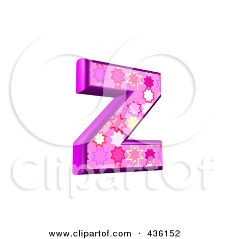 Royalty-Free (RF) Clipart Illustration of a 3d Pink Burst Symbol; Lowercase Letter z by chrisroll
