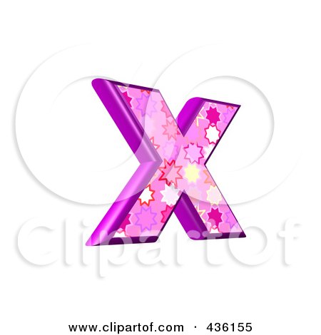 Royalty-Free (RF) Clipart Illustration of a 3d Pink Burst Symbol; Lowercase Letter x by chrisroll