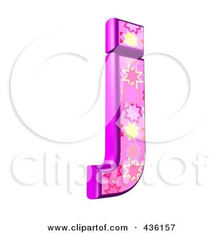 Royalty-Free (RF) Clipart Illustration of a 3d Pink Burst Symbol; Lowercase Letter j by chrisroll