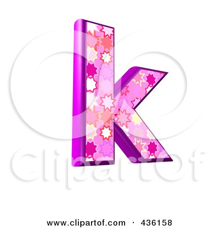 Royalty-Free (RF) Clipart Illustration of a 3d Pink Burst Symbol; Lowercase Letter k by chrisroll