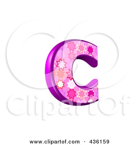 Royalty-Free (RF) Clipart Illustration of a 3d Pink Burst Symbol; Lowercase Letter c by chrisroll