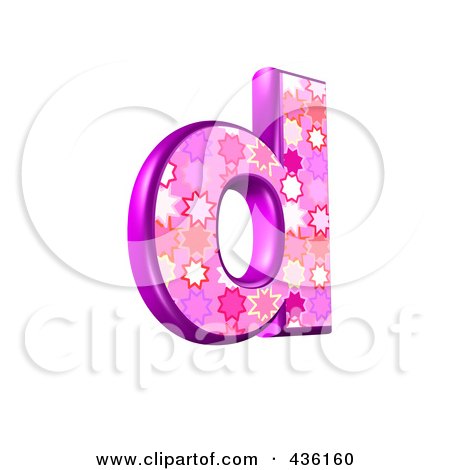 Royalty-Free (RF) Clipart Illustration of a 3d Pink Burst Symbol; Lowercase Letter d by chrisroll