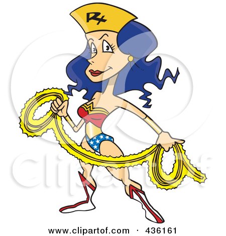 Royalty-Free (RF) Clipart Illustration of a Wonder Nurse With A Rope by toonaday