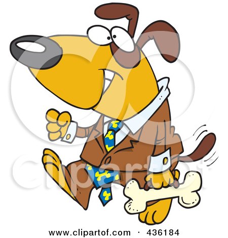 Royalty-Free (RF) Clipart Illustration of a Business Dog Carrying A Bone Briefcase by toonaday