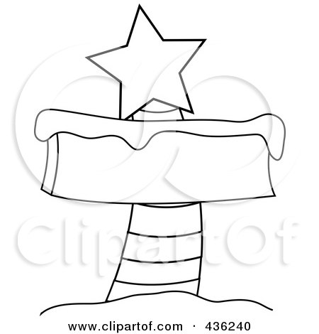 Royalty-Free (RF) Clipart Illustration of an Outlined Blank North Pole Sign With Snow And A Red Star by Pams Clipart