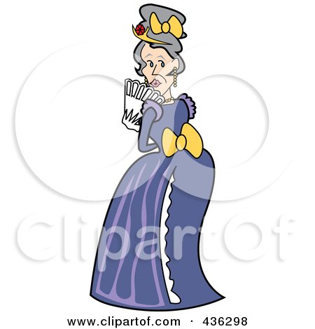 Royalty-Free (RF) Clipart Illustration of an Old Victorian Woman Holding A Fan And Looking Over Her Shoulder by Andy Nortnik