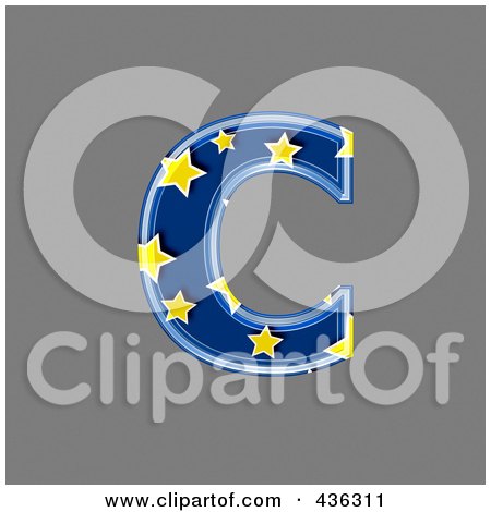 Royalty-Free (RF) Clipart Illustration of a 3d Blue Starry Symbol; Lowercase Letter c by chrisroll