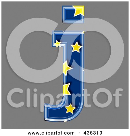 Royalty-Free (RF) Clipart Illustration of a 3d Blue Starry Symbol; Lowercase Letter j by chrisroll