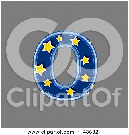 Royalty-Free (RF) Clipart Illustration of a 3d Blue Starry Symbol; Lowercase Letter o by chrisroll