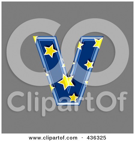 Royalty-Free (RF) Clipart Illustration of a 3d Blue Starry Symbol; Lowercase Letter v by chrisroll