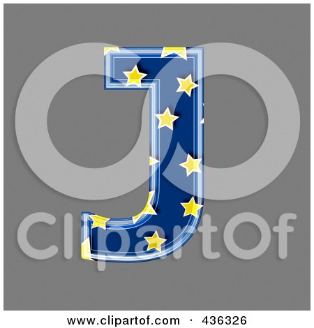 Royalty-Free (RF) Clipart Illustration of a 3d Blue Starry Symbol; Capital Letter J by chrisroll