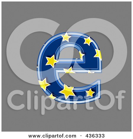 Royalty-Free (RF) Clipart Illustration of a 3d Blue Starry Symbol; Lowercase Letter e by chrisroll