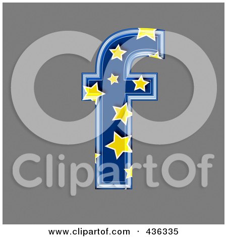 Royalty-Free (RF) Clipart Illustration of a 3d Blue Starry Symbol; Lowercase Letter f by chrisroll