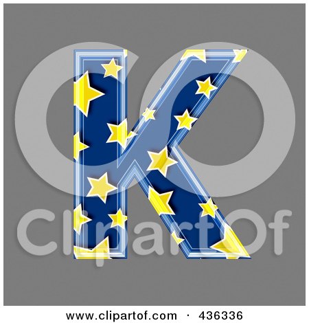 Royalty-Free (RF) Clipart Illustration of a 3d Blue Starry Symbol; Capital Letter K by chrisroll
