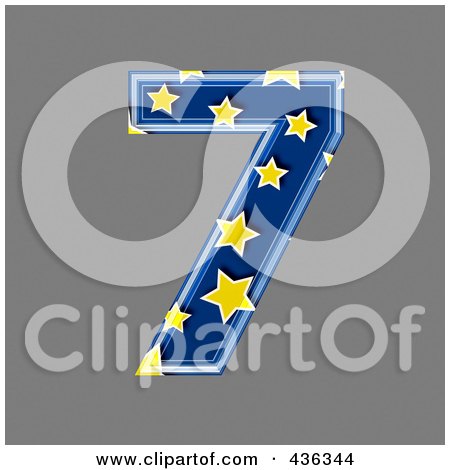 Royalty-Free (RF) Clipart Illustration of a 3d Blue Starry Symbol; Number 7 by chrisroll