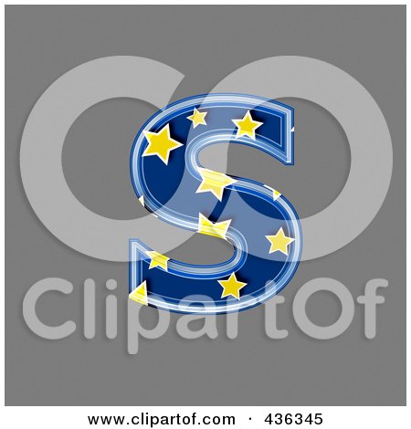 Royalty-Free (RF) Clipart Illustration of a 3d Blue Starry Symbol; Lowercase Letter s by chrisroll