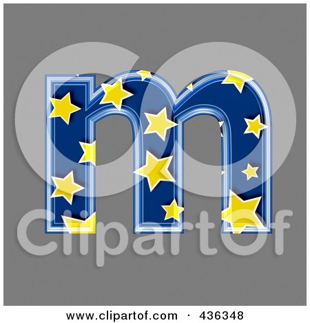 Royalty-Free (RF) Clipart Illustration of a 3d Blue Starry Symbol; Lowercase Letter m by chrisroll
