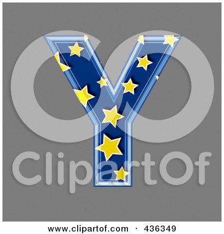 Royalty-Free (RF) Clipart Illustration of a 3d Blue Starry Symbol; Capital Letter Y by chrisroll