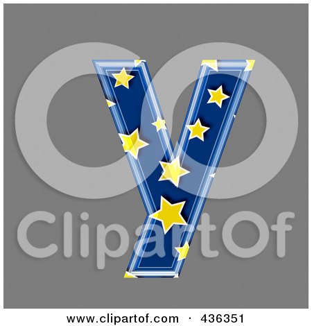 Royalty-Free (RF) Clipart Illustration of a 3d Blue Starry Symbol; Lowercase Letter y by chrisroll